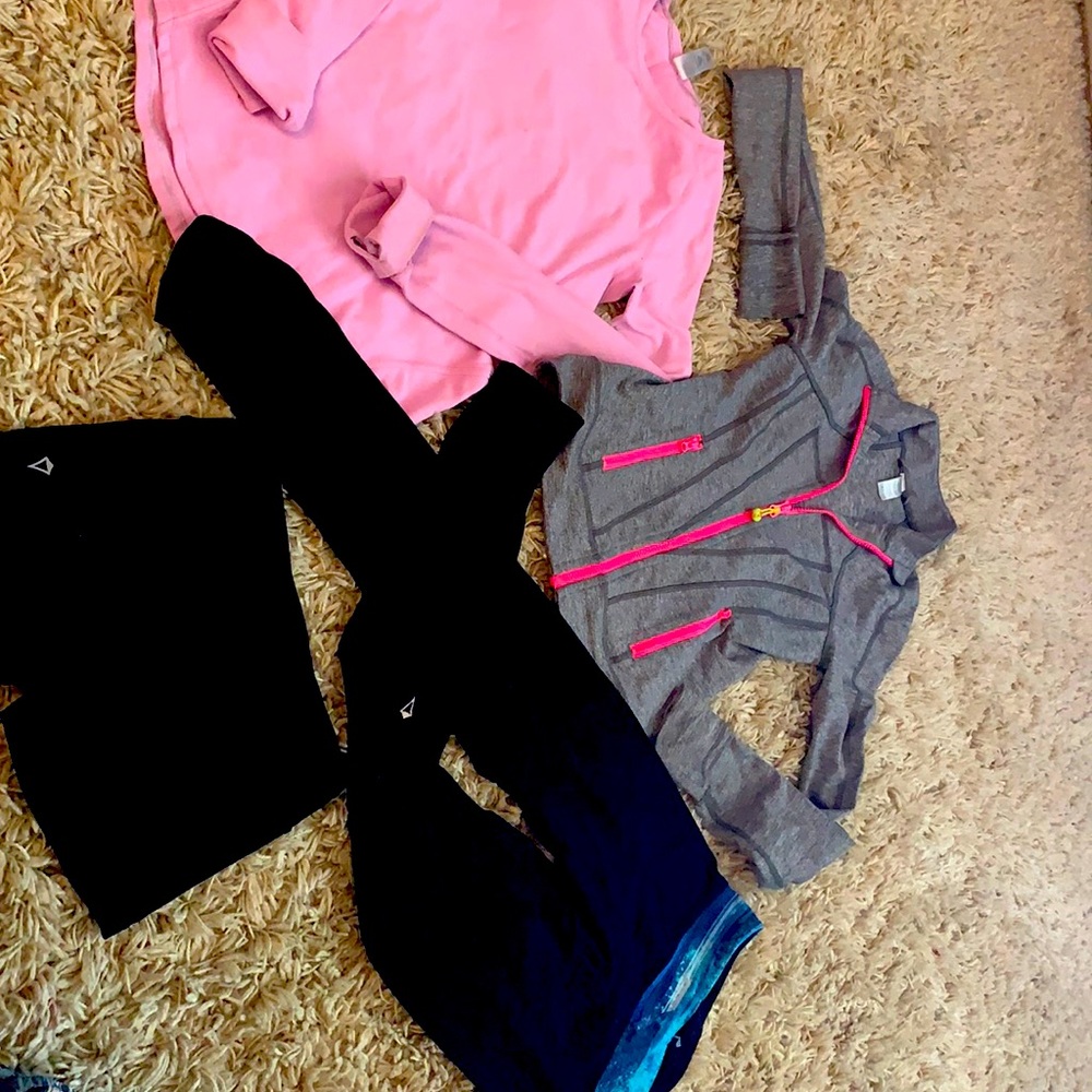 Ivivva Bundle includes shorts, zip up Yoga Jacket, black tights and pink shirt